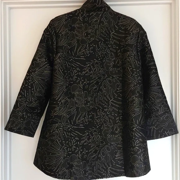 Black And Gold Floral Women's Jacket - Picture 4 of 9